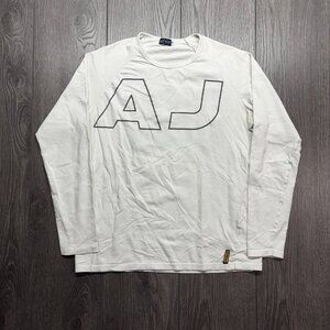 Armani Jeans Milano White Long Sleeve Medium Vintage Y2k Raglan